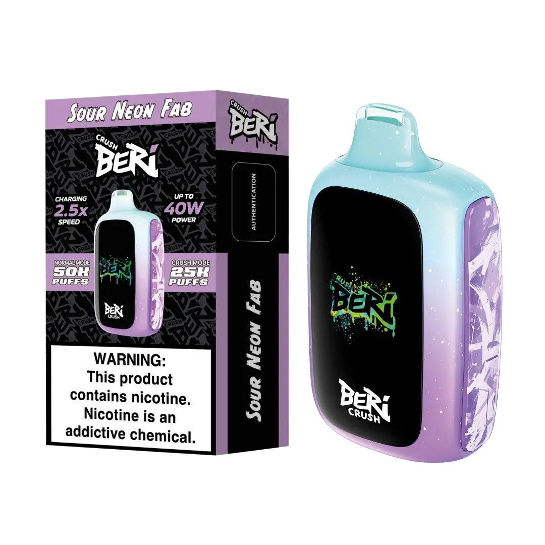 Sour Neon Fab Beri Crush 50k Disposable Vape 1 Sour Neon Fab Beri Crush 50k Disposable Vape